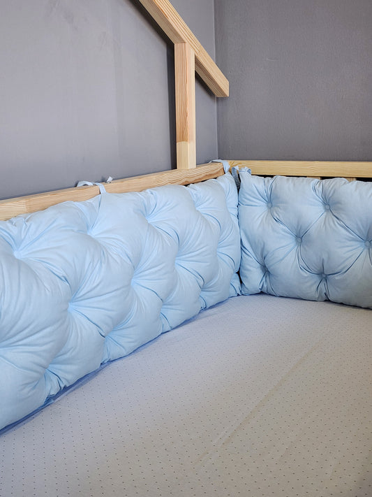 montessori beşik kenar koruma mavi sade