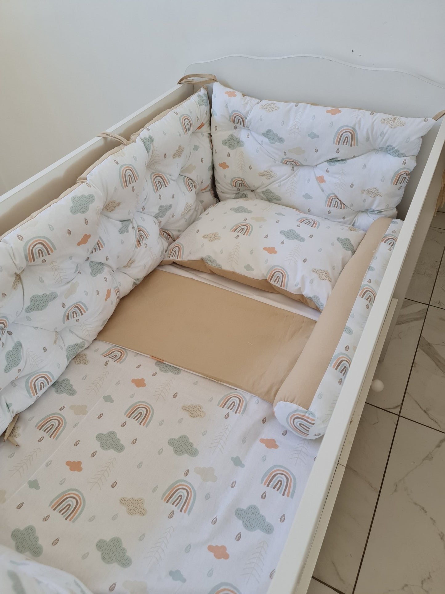 Bebek Beşik Kenar Koruma Takımı %100 Pamuk Kumaş - Yorgan Atölyesi