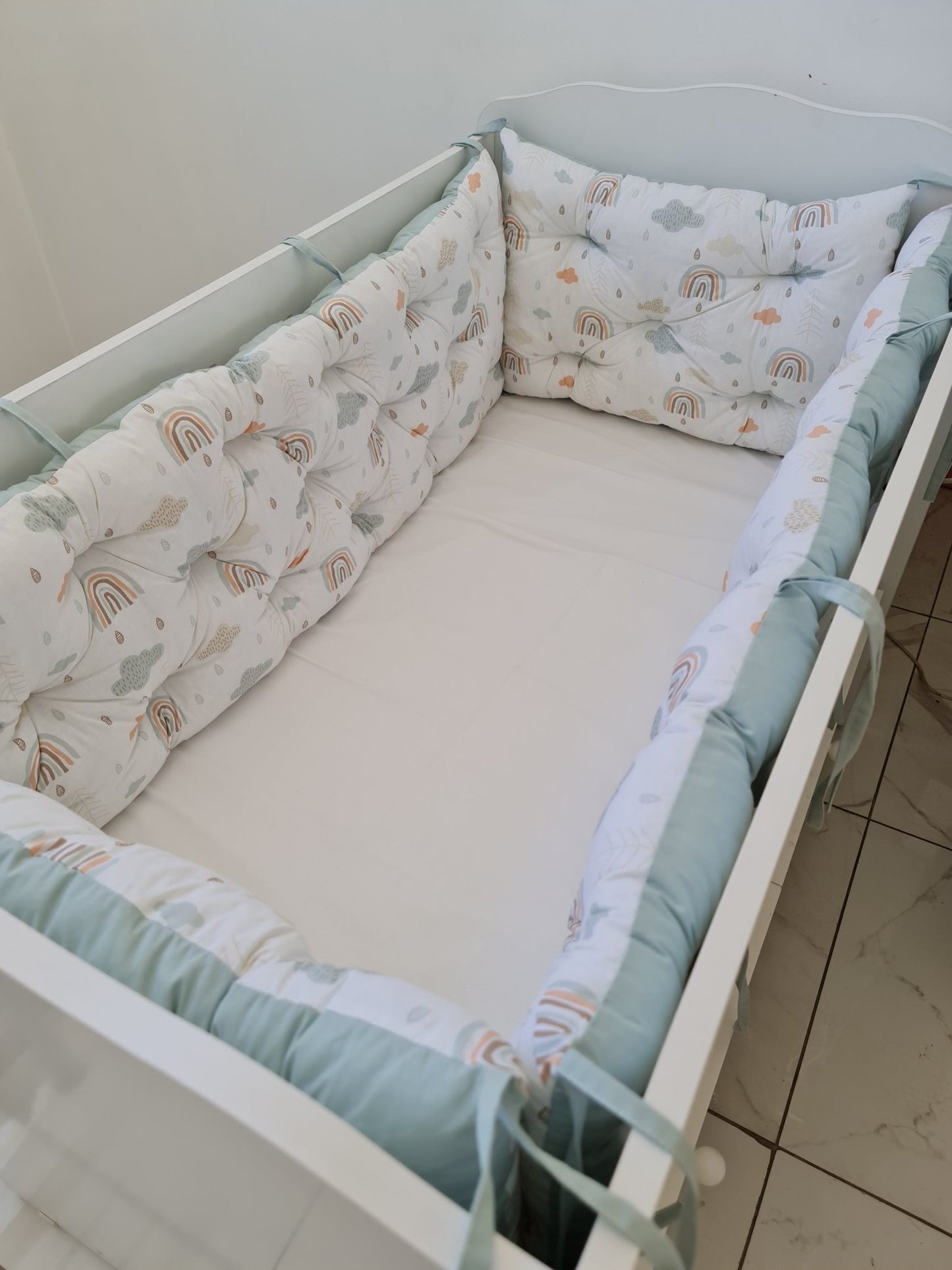 Bebek Beşik Kenar Koruma Takımı Gökler %100 Pamuk Kumaş - Yorgan Atölyesi