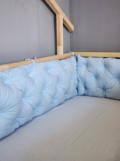 montessori beşik kenar koruma mavi sade