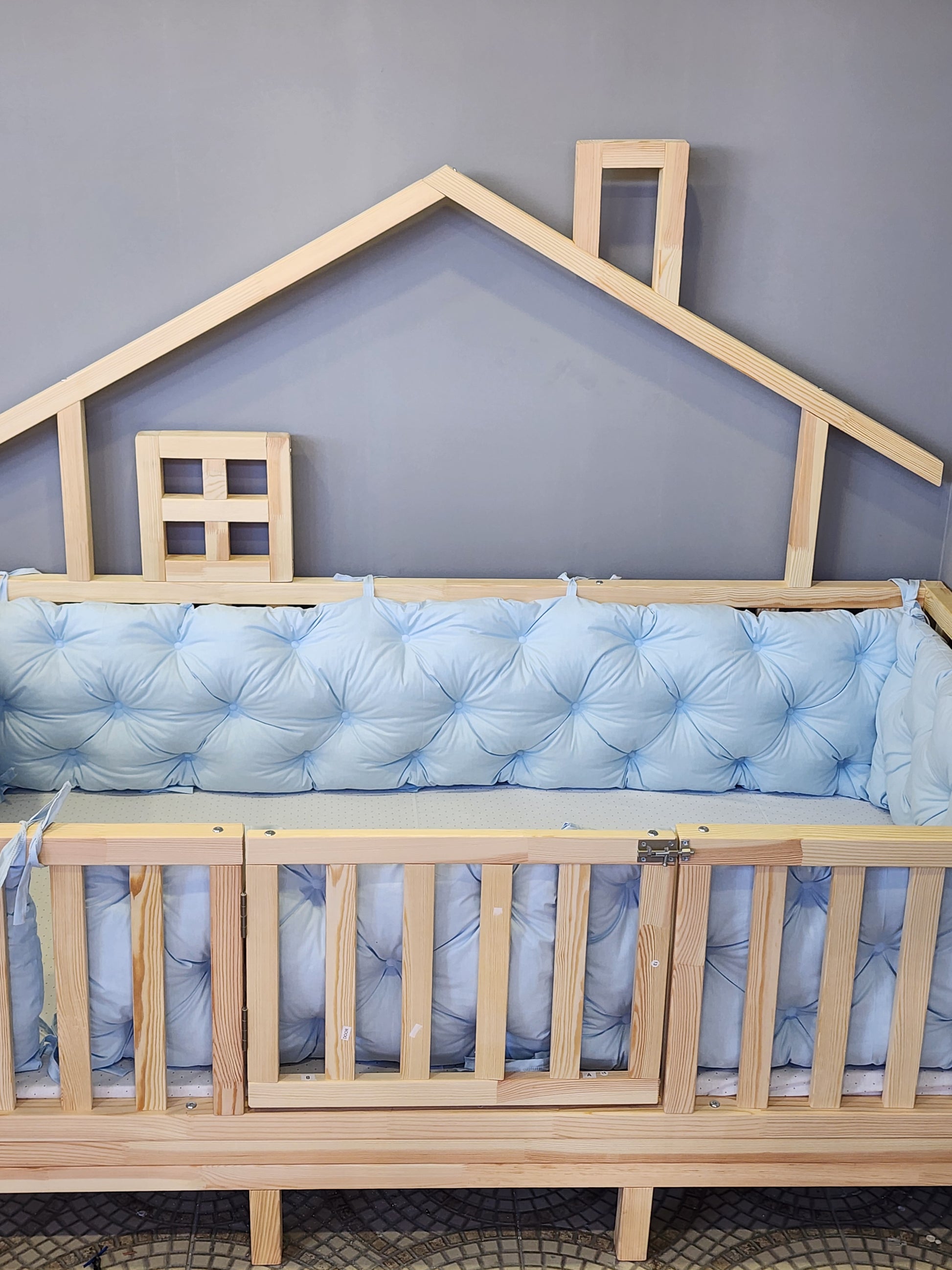 montessori beşik kenar koruma mavi