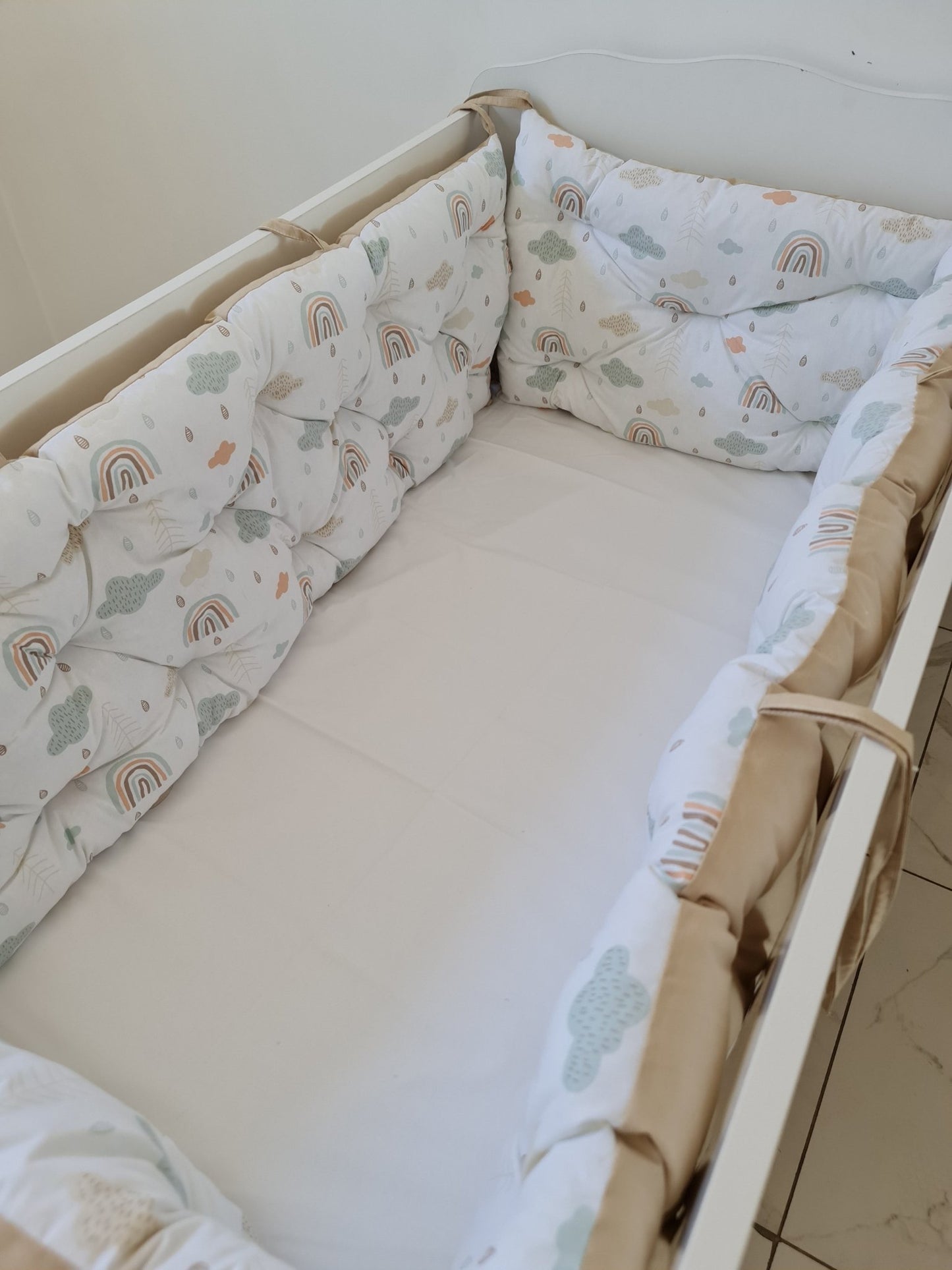 Bebek Beşik Kenar Koruma Takımı %100 Pamuk Kumaş - Yorgan Atölyesi