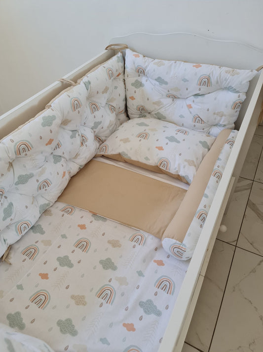 Bebek Beşik Kenar Koruma Takımı %100 Pamuk Kumaş - Yorgan Atölyesi