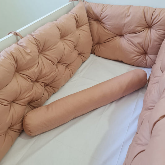 Bebek Beşik Kenar Koruma Takımı Kahve %100 Pamuk Kumaş - Yorgan Atölyesi