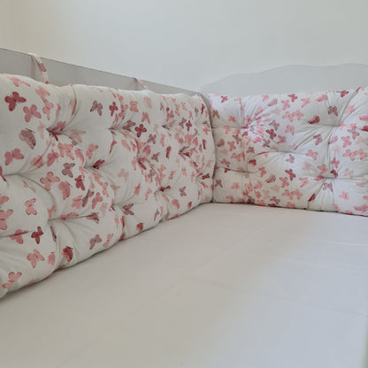 Bebek Beşik Kenar Koruma Takımı Kelebek %100 Pamuk Kumaş - Yorgan Atölyesi