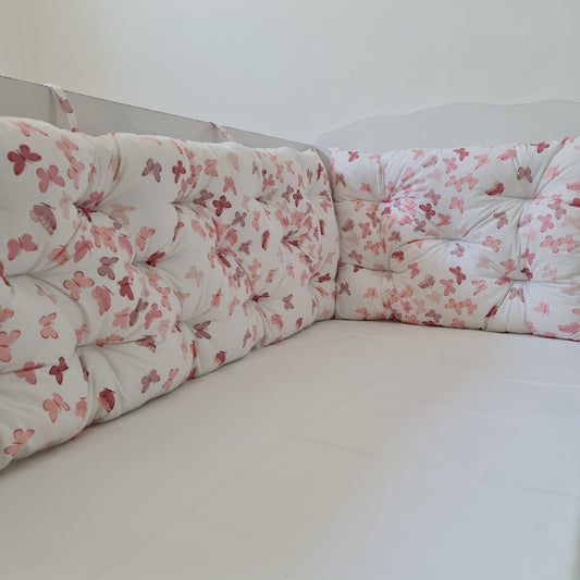 Bebek Beşik Kenar Koruma Takımı Kelebek %100 Pamuk Kumaş - Yorgan Atölyesi