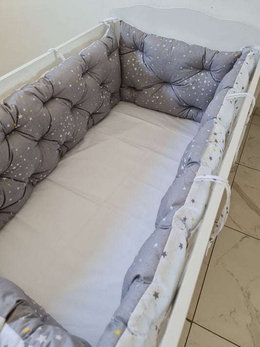 Bebek Beşik Kenar Koruma Takımı Samanyolu %100 Pamuk Kumaş - Yorgan Atölyesi