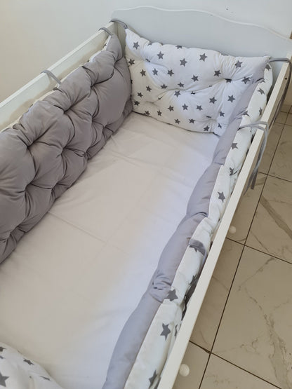 Bebek Beşik Kenar Koruma Takımı Yıldızlar %100 Pamuk Kumaş - Yorgan Atölyesi