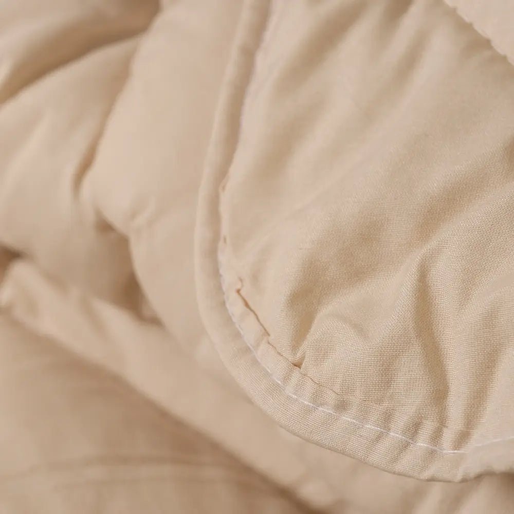 Çift Kişilik Bej Alez ve 2 Yastık - Yorgan Atölyesi