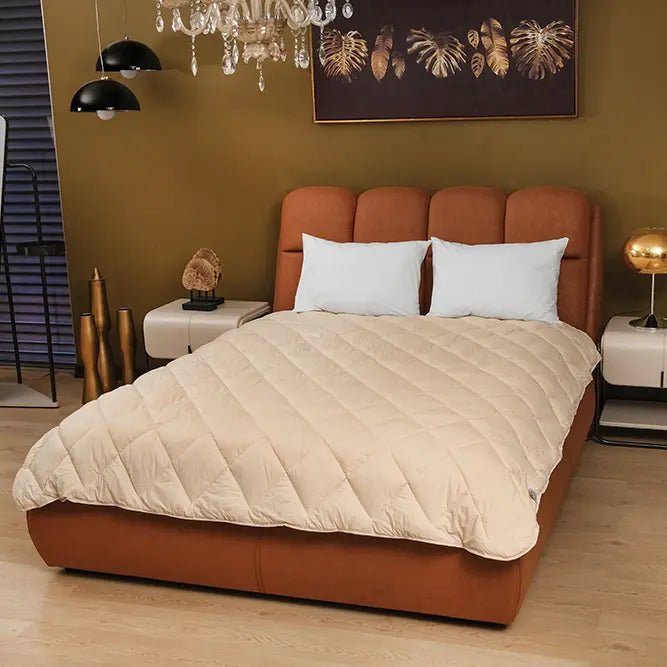 Çift Kişilik Bej Doğal Kuzu Yünü Yorgan - Yorgan Atölyesi