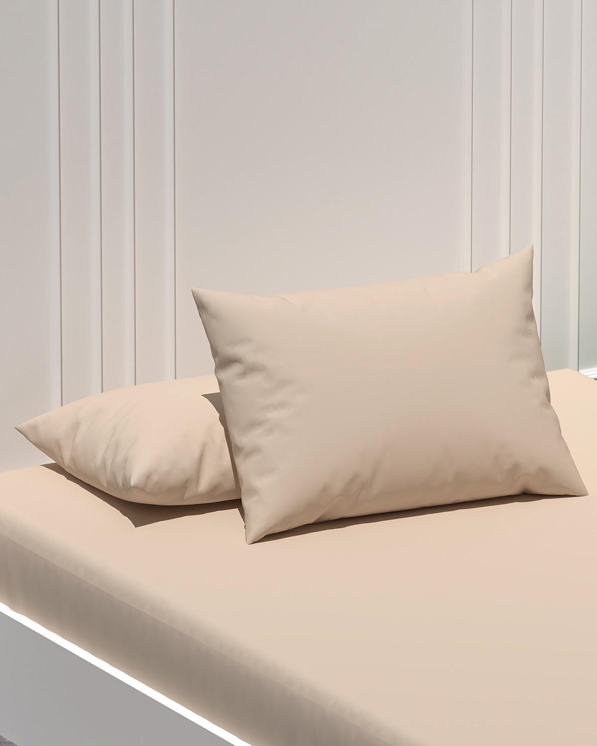 Çift Kişilik Bej Lastikli Çarşaf ve Yastık Kılıfı Takımı - Yorgan Atölyesi