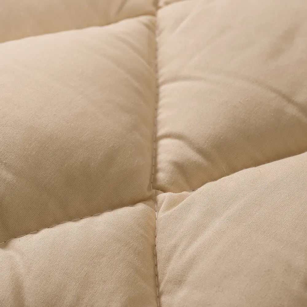 Çift Kişilik Bej Yün Yorgan ve 2 Adet Yün Yastık - Yorgan Atölyesi