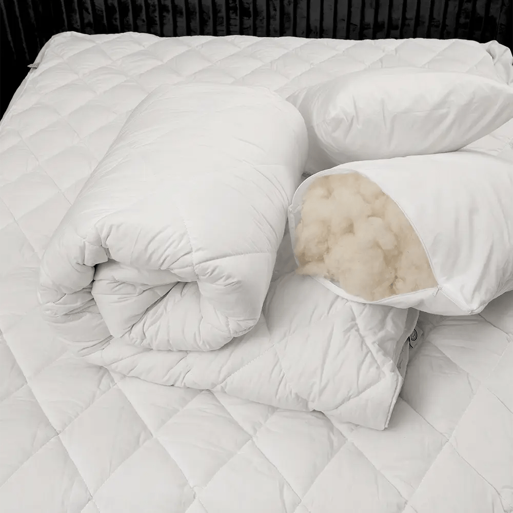 Çift Kişilik Beyaz Yün Yorgan ve 2 Adet Yün Yastık - Yorgan Atölyesi