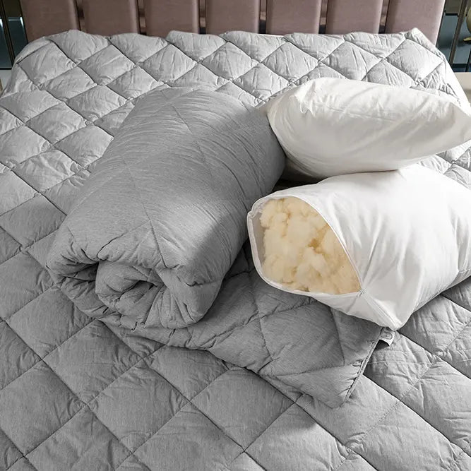 Çift Kişilik Çeyiz Paketi Gri – 4’lü Set + Hediyeli - Yorgan Atölyesi