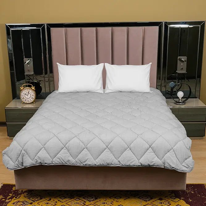 Çift Kişilik Gri Doğal Kuzu Yünü Yorgan - Yorgan Atölyesi