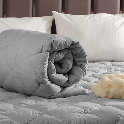 Çift Kişilik Gri Doğal Kuzu Yünü Yorgan - Yorgan Atölyesi