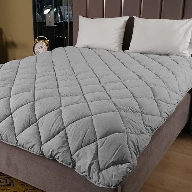 Çift Kişilik Gri Doğal Kuzu Yünü Yorgan - Yorgan Atölyesi