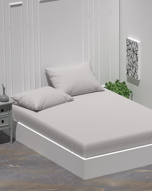 Çift Kişilik Gri Lastikli Çarşaf ve Yastık Kılıfı Takımı - Yorgan Atölyesi