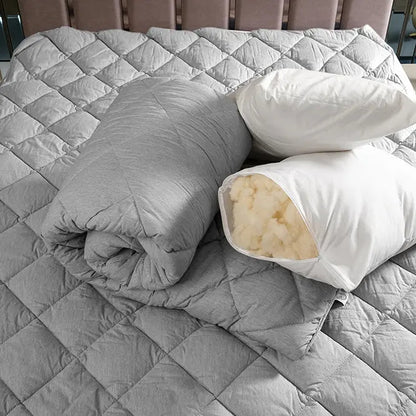 Çift Kişilik Gri Yün Yorgan ve 2 Adet Yün Yastık - Yorgan Atölyesi