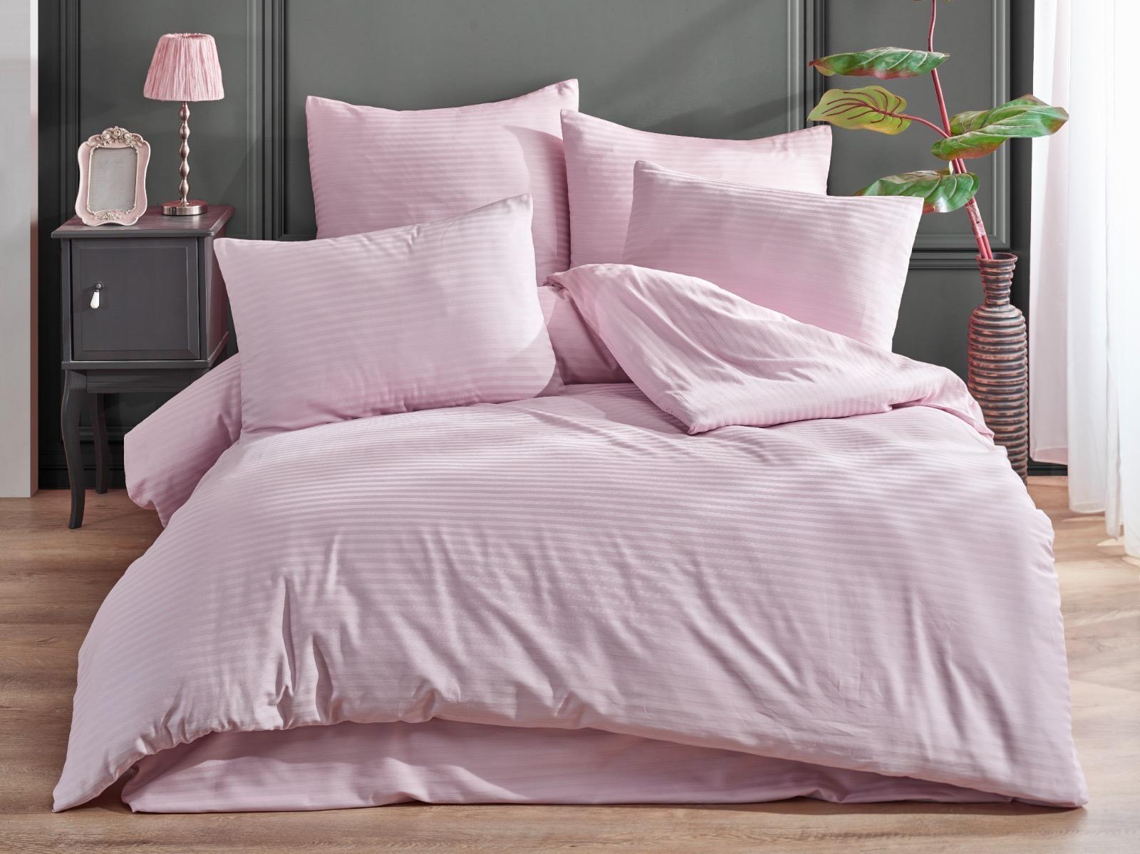 Çift Kişilik Pamuk Saten Pembe Nevresim Takımı - Yorgan Atölyesi