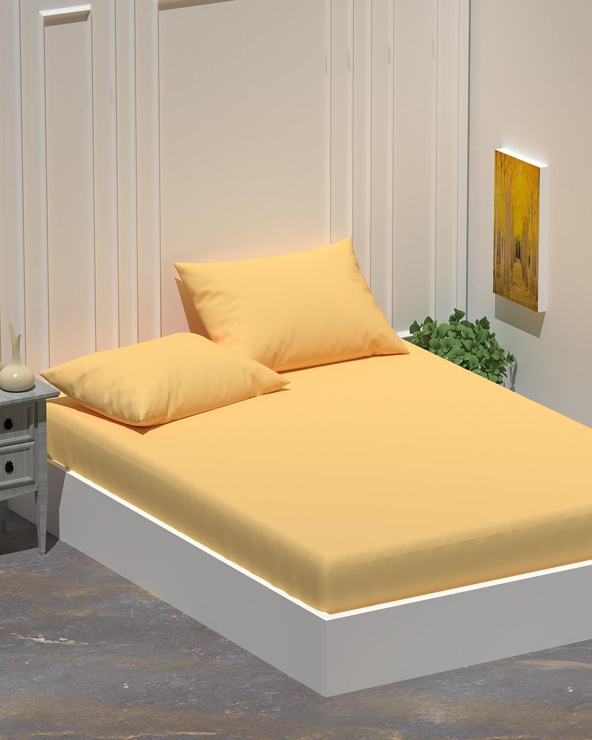 Çift Kişilik Sarı Lastikli Çarşaf ve Yastık Kılıfı Takımı - Yorgan Atölyesi