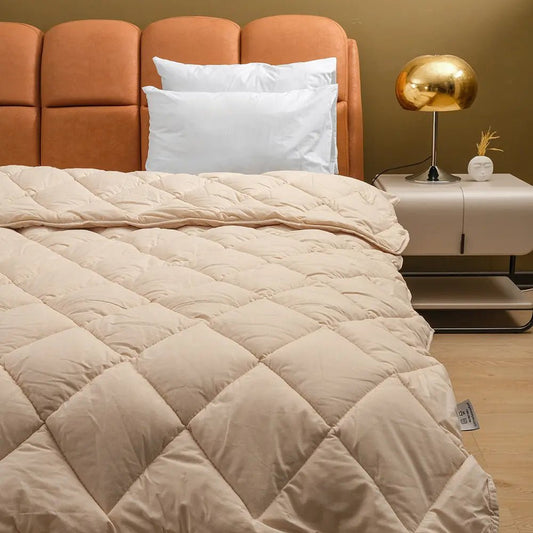 Tek Kişilik Bej Yün Yorgan ve 1 Adet Yün Yastık - Yorgan Atölyesi