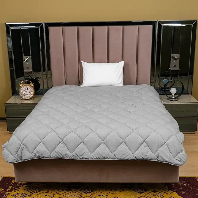 Tek Kişilik Gri Yün Yorgan ve 1 Adet Yün Yastık - Yorgan Atölyesi