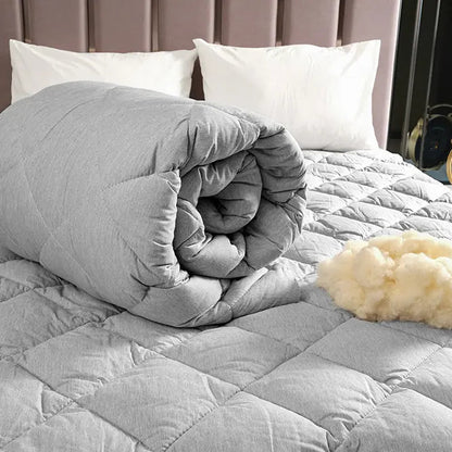 Tek Kişilik Gri Yün Yorgan ve 1 Adet Yün Yastık - Yorgan Atölyesi