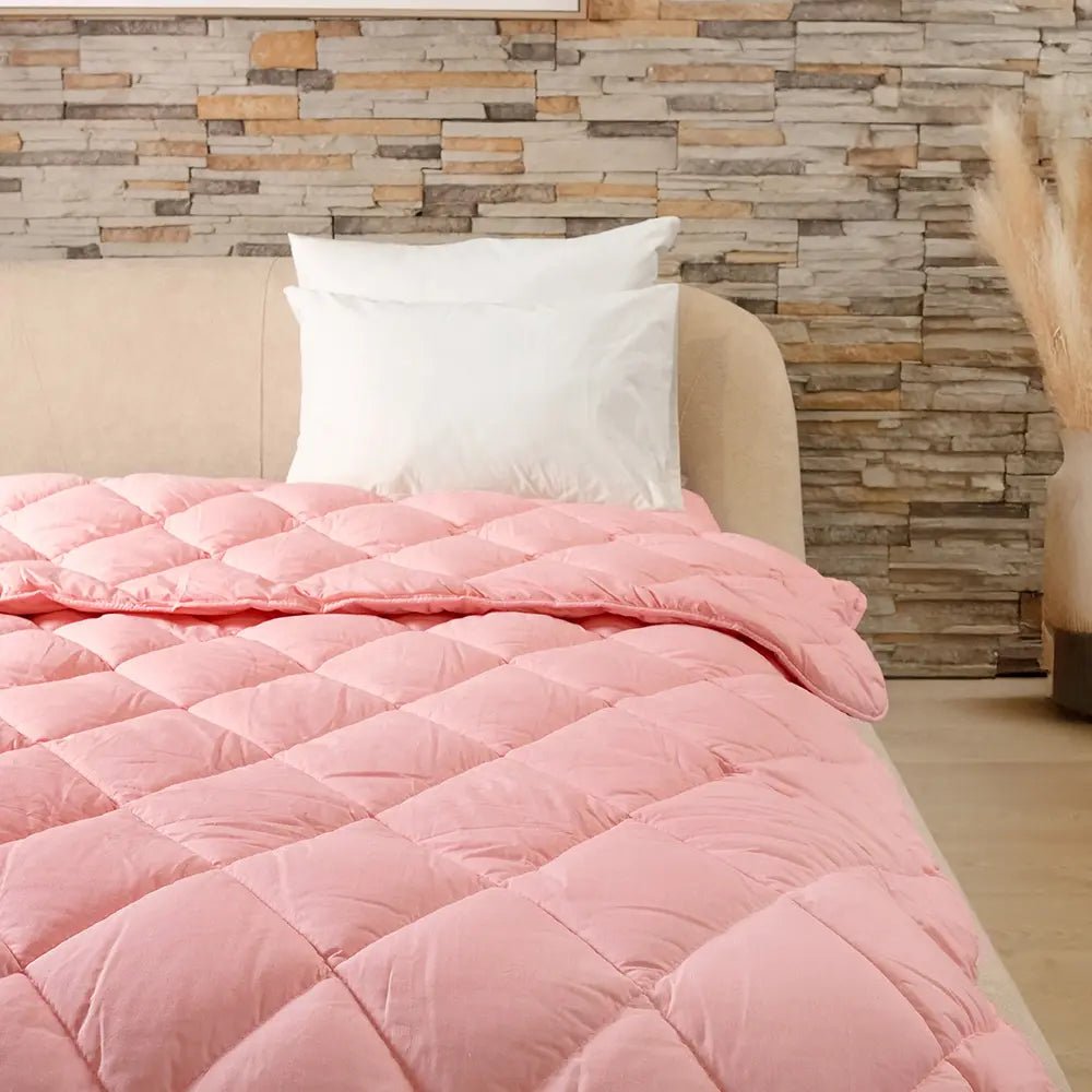 Tek Kişilik Pudra Doğal Kuzu Yünü Yorgan - Yorgan Atölyesi