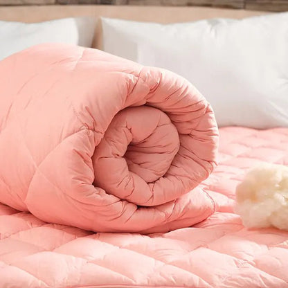 Tek Kişilik Pudra Doğal Kuzu Yünü Yorgan - Yorgan Atölyesi