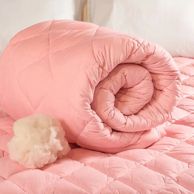 Tek Kişilik Pudra Yün Yorgan ve 1 Adet Yün Yastık - Yorgan Atölyesi